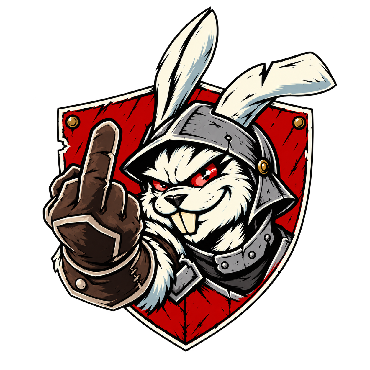 RATL crest: a helmeted rabbit giving the finger